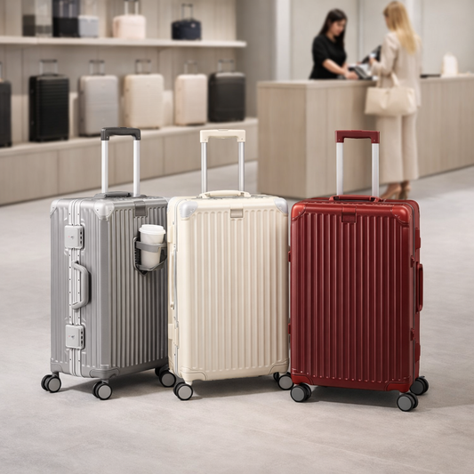 Présentation de la petite valise rigide pour cabine, disponible en trois couleurs, en magasin