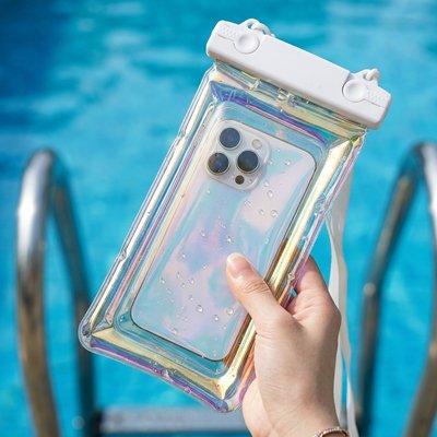 présentation de la pochette étanche téléphone blanche