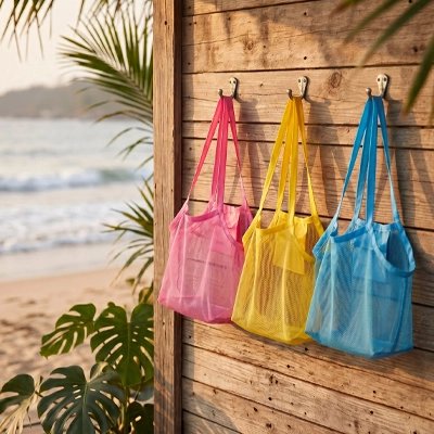présentation du Beach bag Petit Trésor en trois couleur