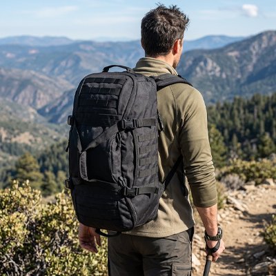Randonneur en montagne avec Sac à dos pour randonnée 