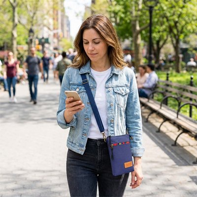 Sac à bandoulière femme bleu, style décontracté chic et compact