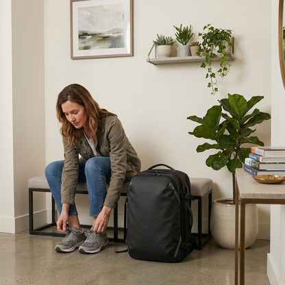 Sac à dos de voyage pour femme format cabine compressible au départ