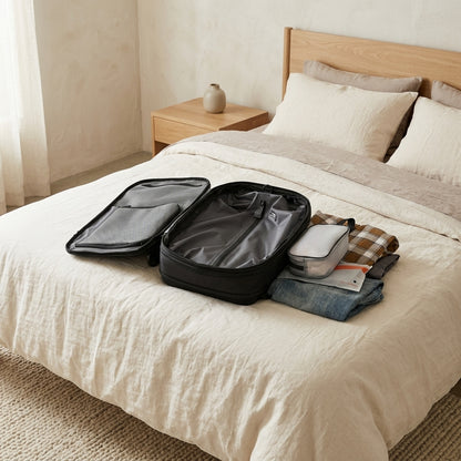 Sac à dos de voyage pour femme format cabine compressible sur mon lit