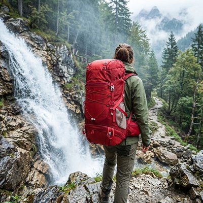 Sac à dos voyage pour randonnée Élan Sauvage prêt d'une chute