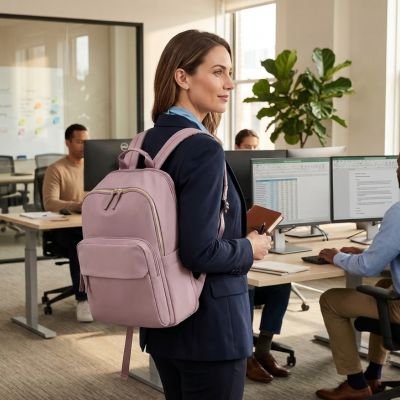 SAC A DOS WEEK END FEMME ESCALE URBAINE ROSE AU BUREAU