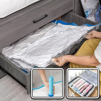 Sac de compression utilise dans un tiroir pour protéger et organiser les vêtements tout en réduisant leur volume