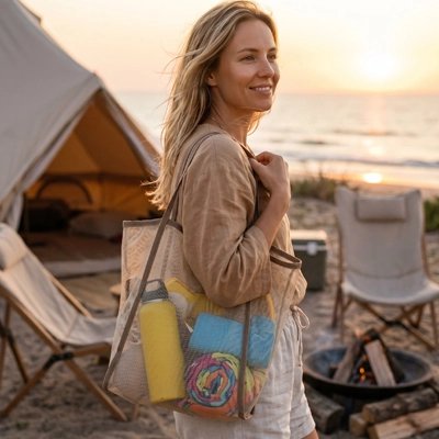 Sac de plage femme Filet Compact Polyvalent