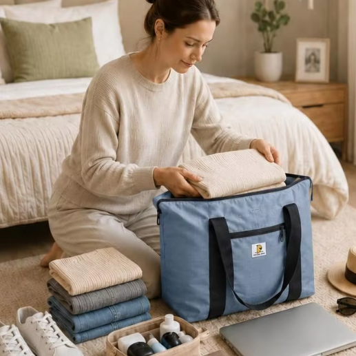 Sac de voyage pliable Zen Scandinave essentiel 26 en préparation