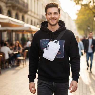 Sac en bandoulière homme blanc , idéal pour un look urbain moderne