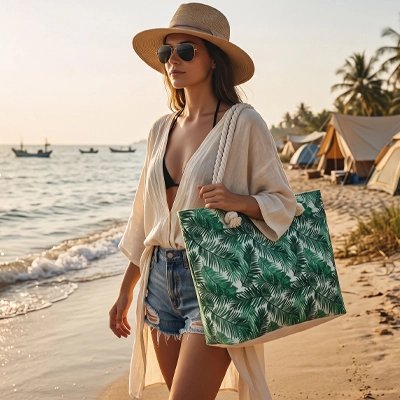 Sac plage femme Esprit Cabine Tropical au soleil couchant