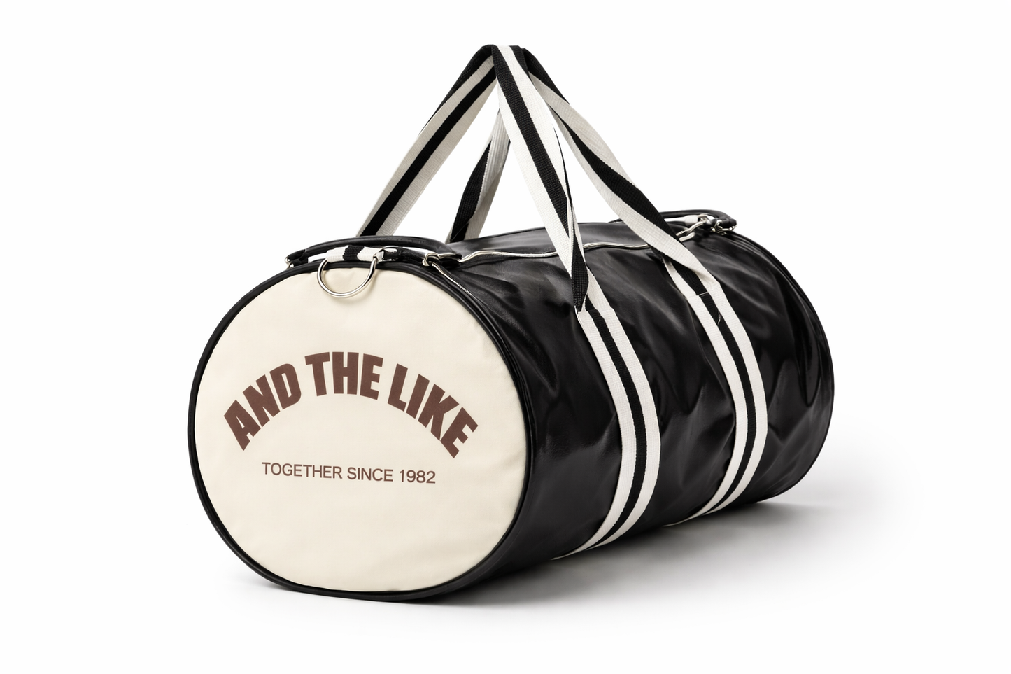 Sac weekender homme noir et blanc en effet cuir véritable photographié sur fond blanc