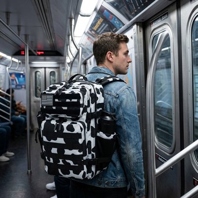Transfert à métro avec Sac à dos pour voyage cabine stylé vache