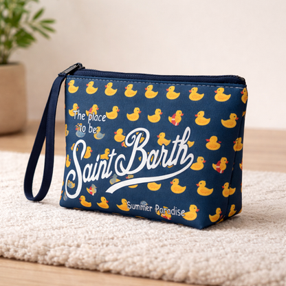 Trousse de maquillage Saint-Barth à motif canards, originale et féminine, accessoire beauté et voyage