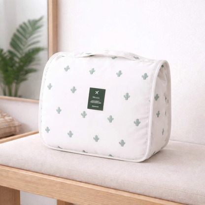 trousse de toilette femme voyage cactus design pratique élégante pour voyage sans stress